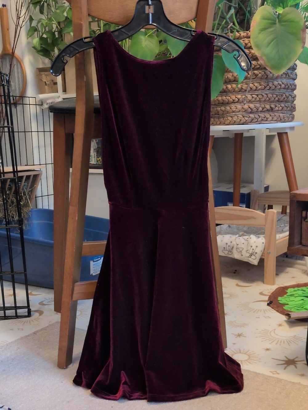 American Apparel Velvet Sleeveless Mini Dress in Deep Burgundy